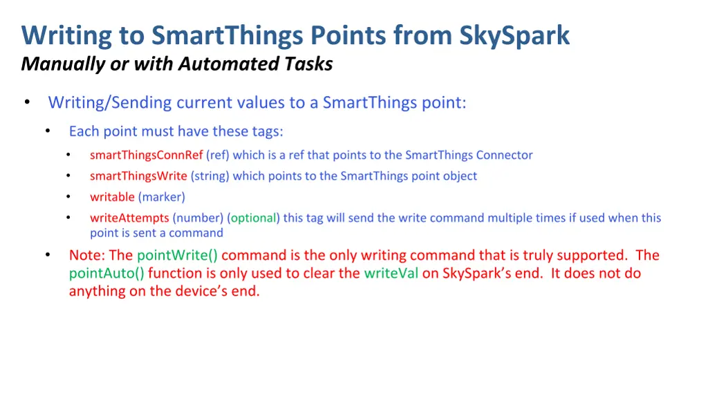 writing to smartthings points from skyspark