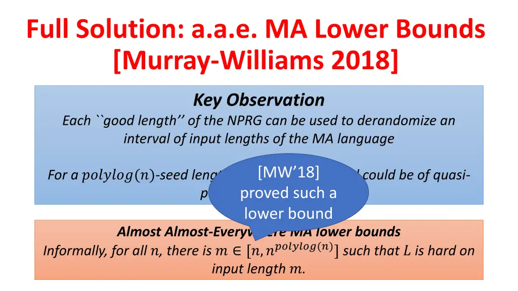 full solution a a e ma lower bounds murray