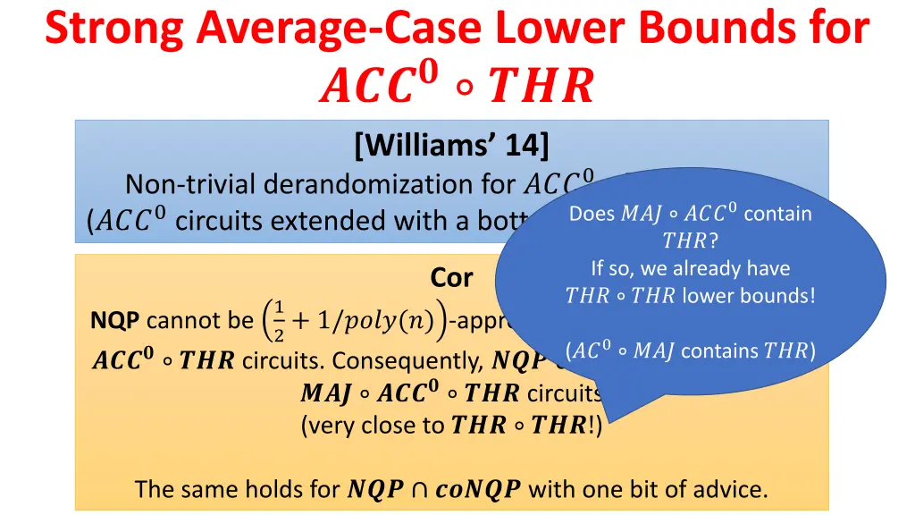 strong average case lower bounds for williams