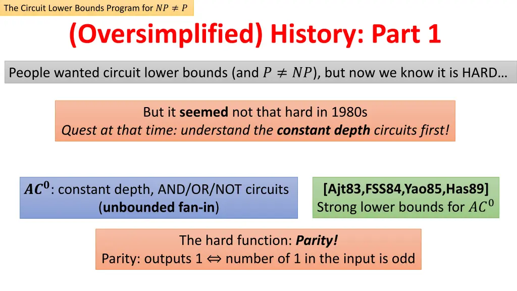 the circuit lower bounds program for