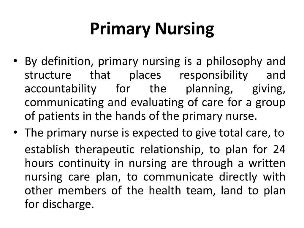 primary nursing