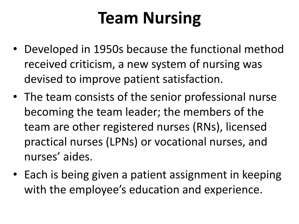 team nursing