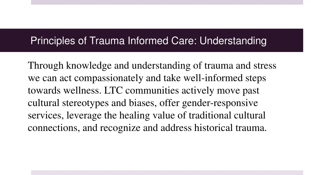 principles of trauma informed care understanding