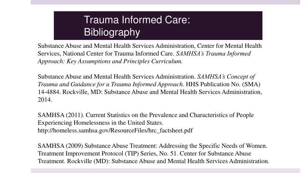 trauma informed care bibliography 3