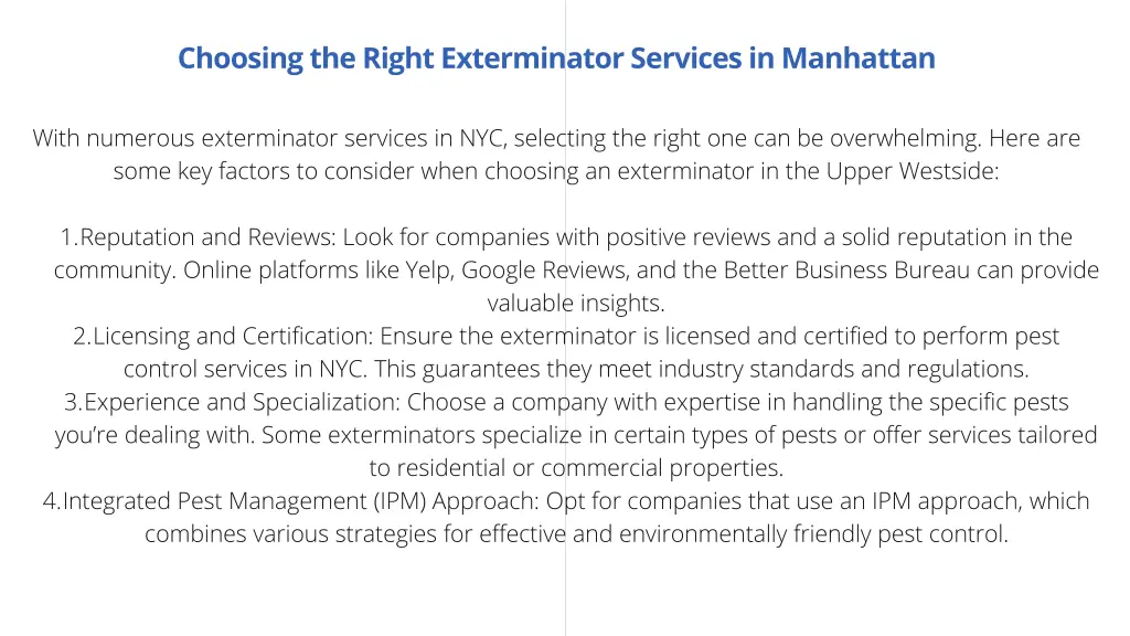 choosing the right exterminator services