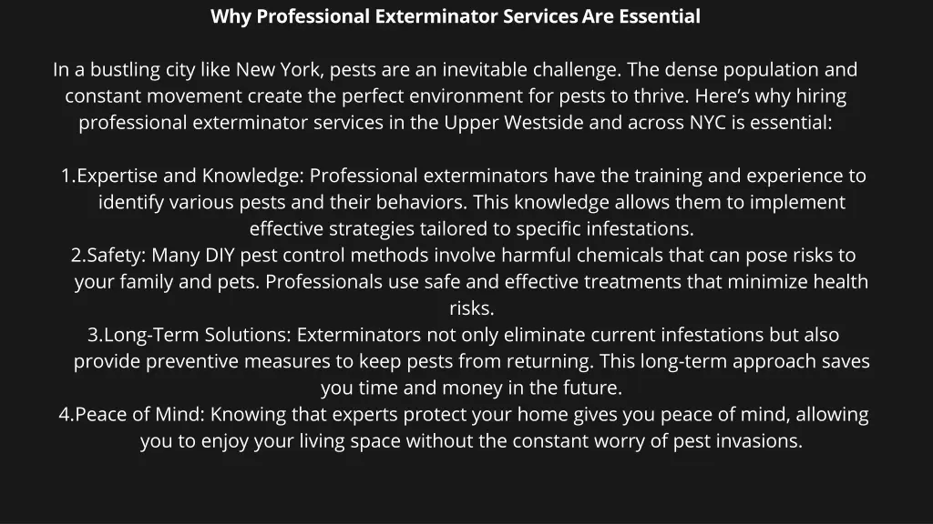 why professional exterminator services