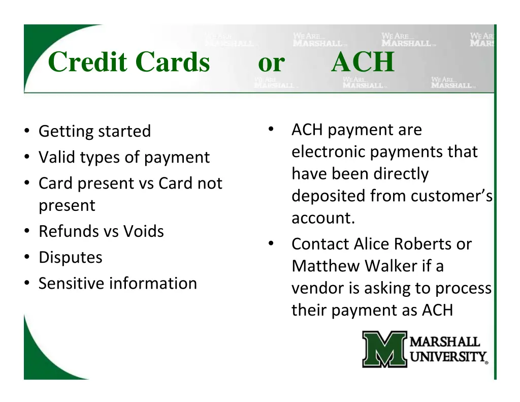 credit cards or