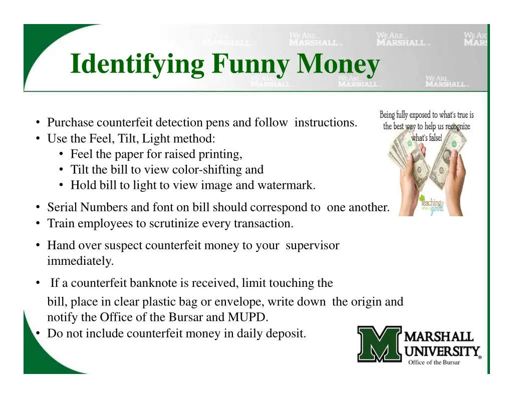 identifying funny money