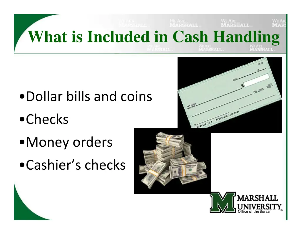 what is included in cash handling