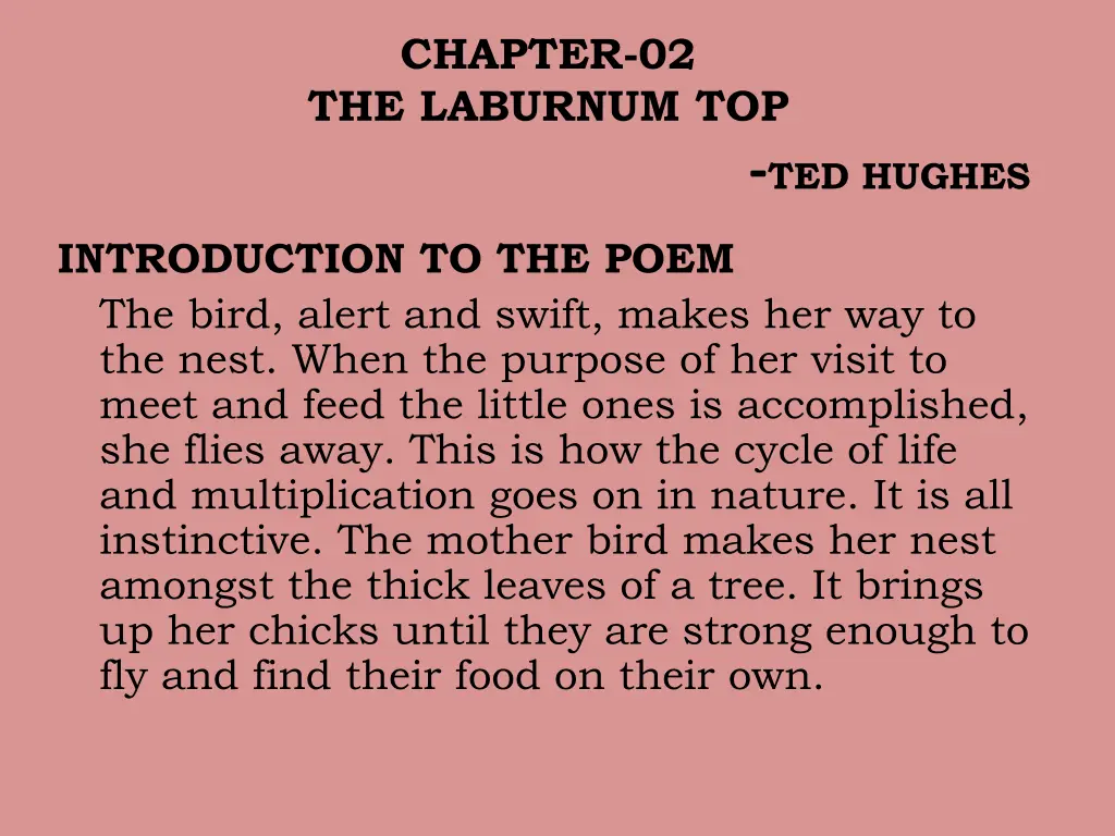 chapter 02 the laburnum top ted hughes 1