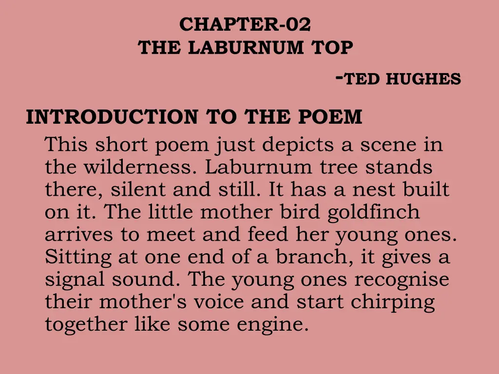 chapter 02 the laburnum top ted hughes