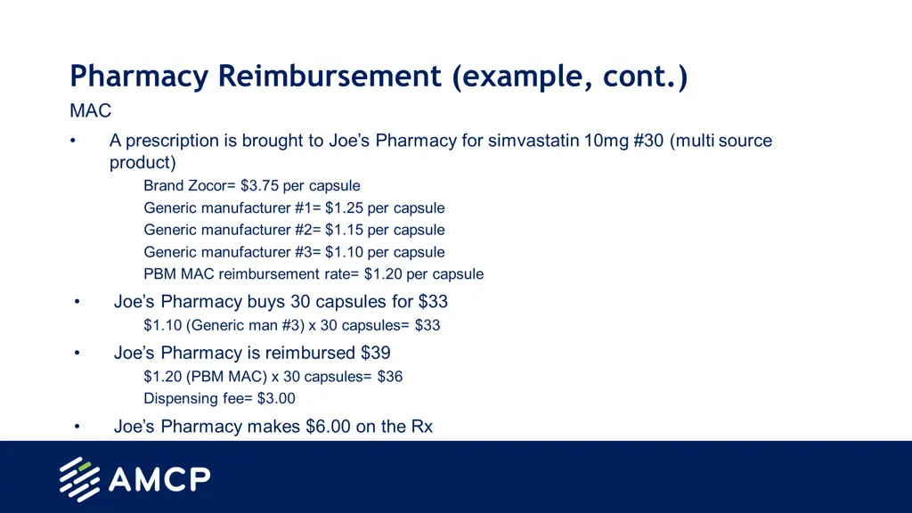 pharmacy reimbursement example cont mac