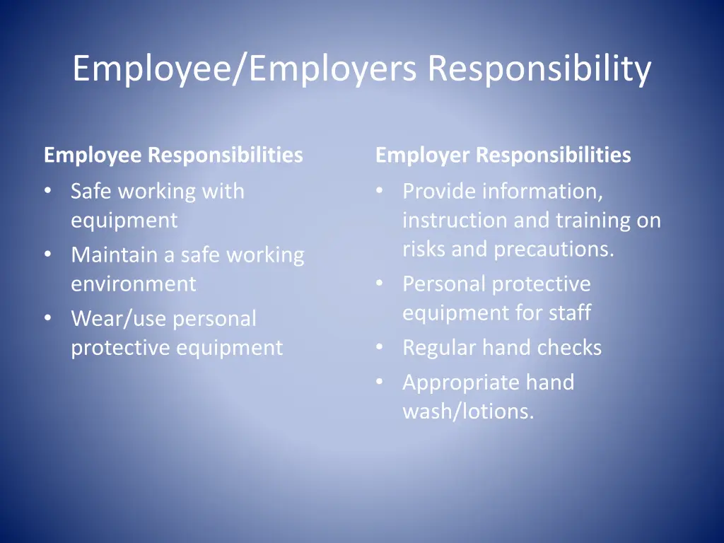 employee employers responsibility