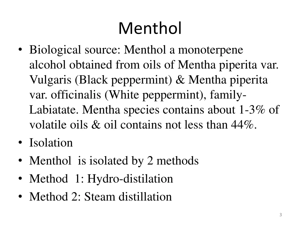 menthol