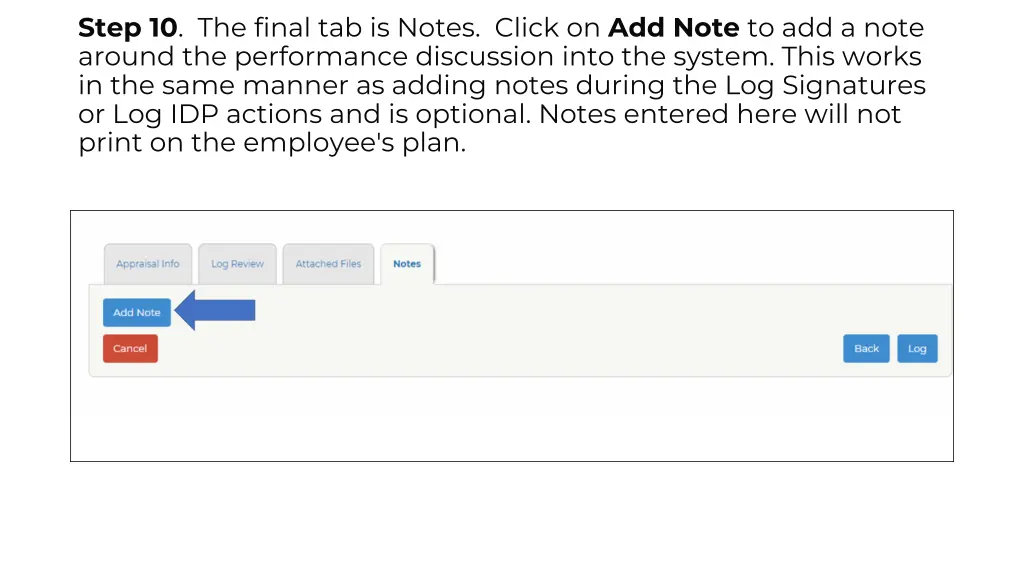 step 10 the final tab is notes click on add note