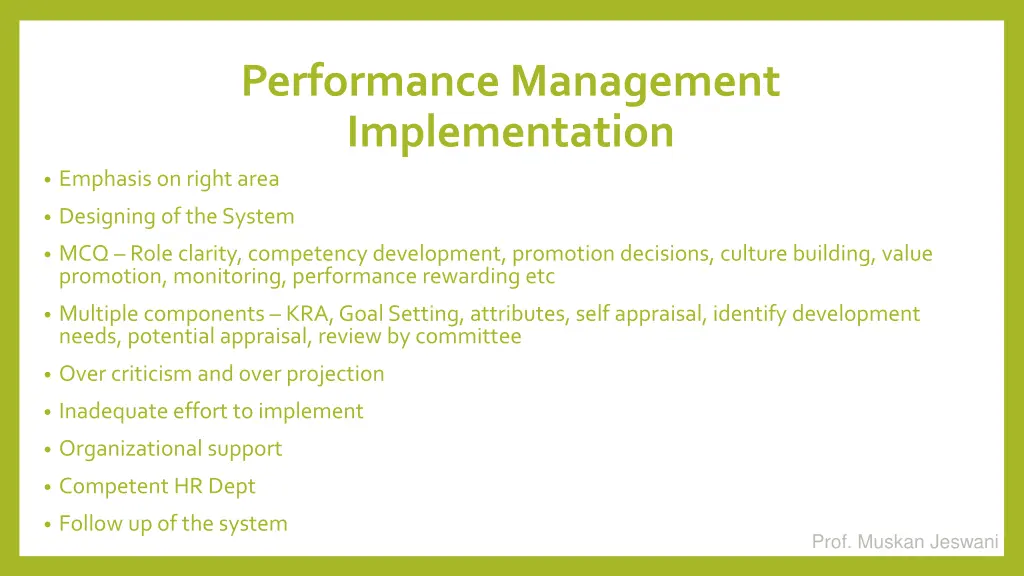 performance management implementation