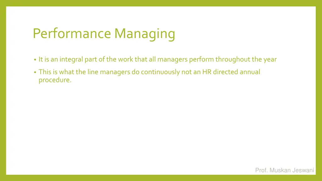 performance managing