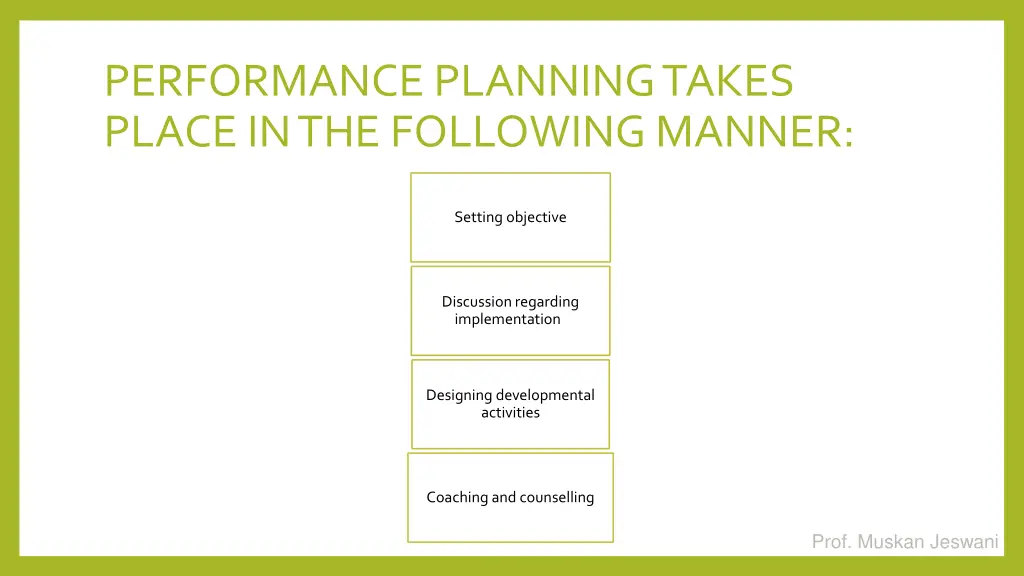 performance planning takes place in the following