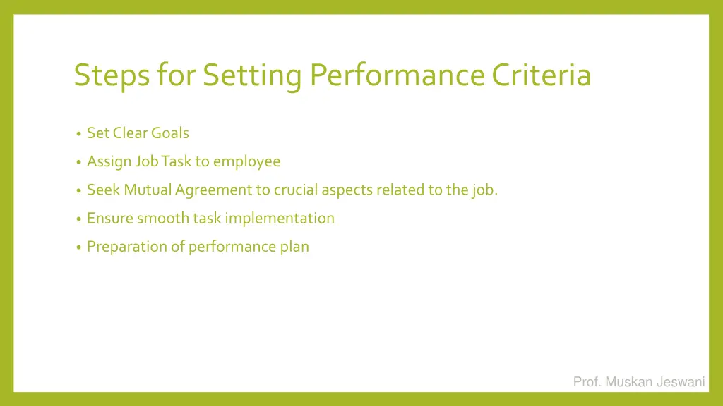 steps for setting performance criteria