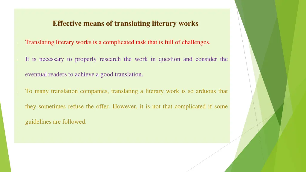 effective means of translating literary works