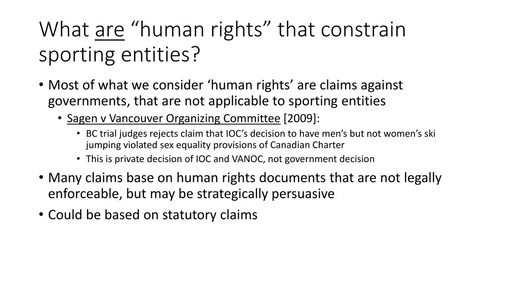 what are human rights that constrain sporting