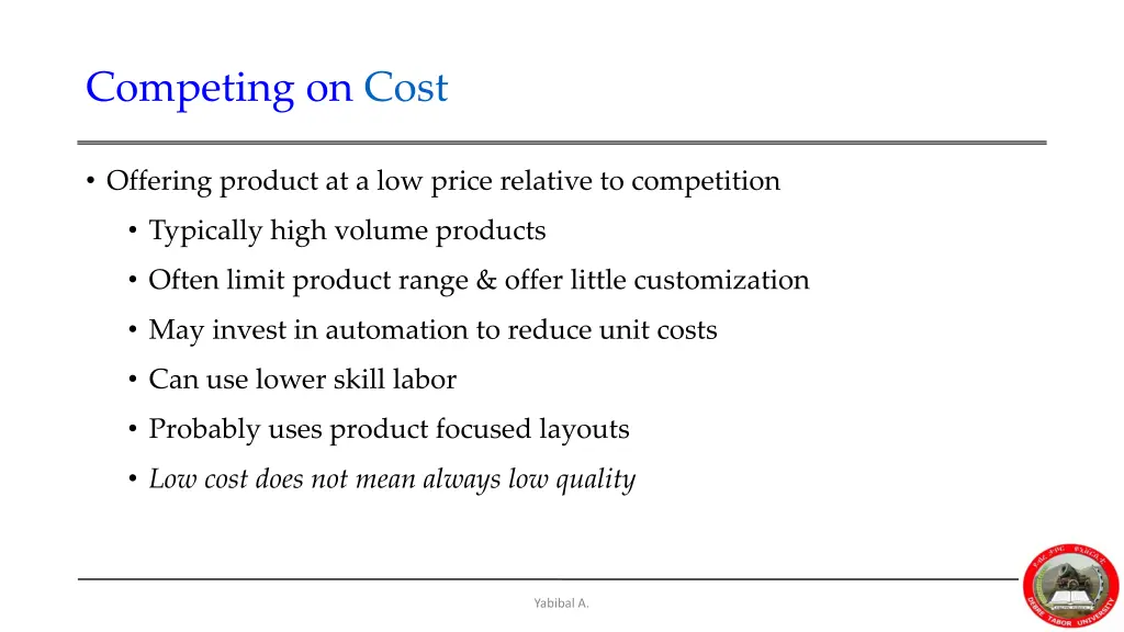 competing on cost