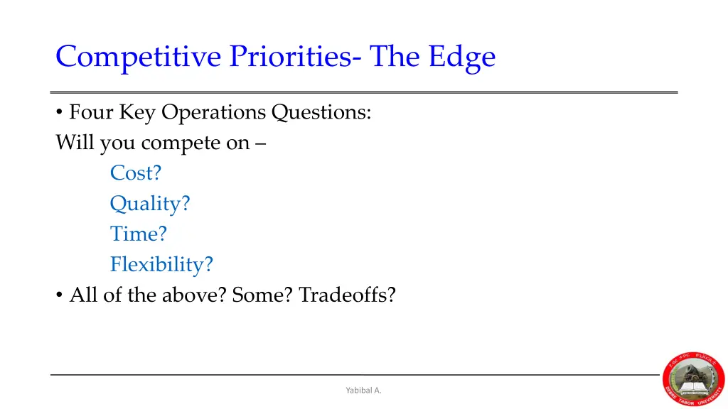 competitive priorities the edge