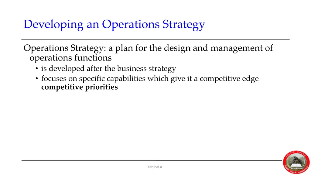 developing an operations strategy