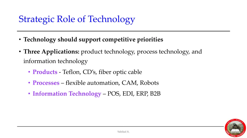 strategic role of technology