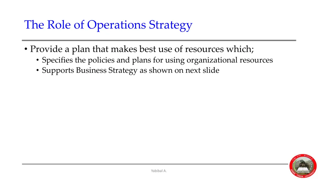 the role of operations strategy