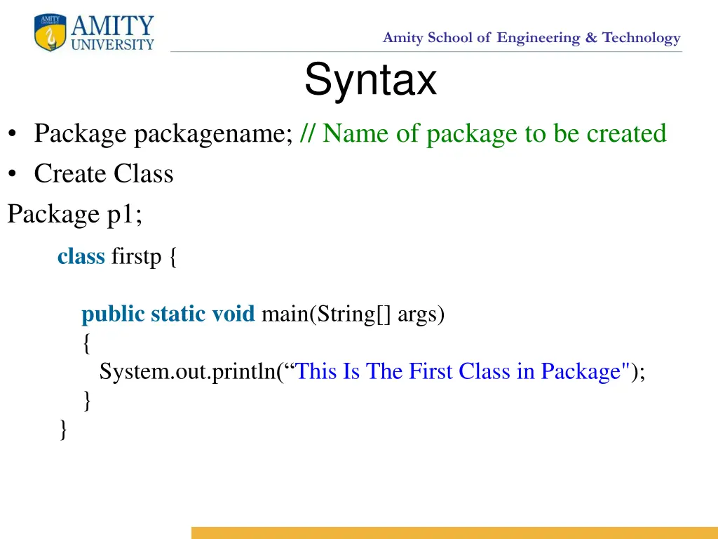 amity school of engineering technology syntax