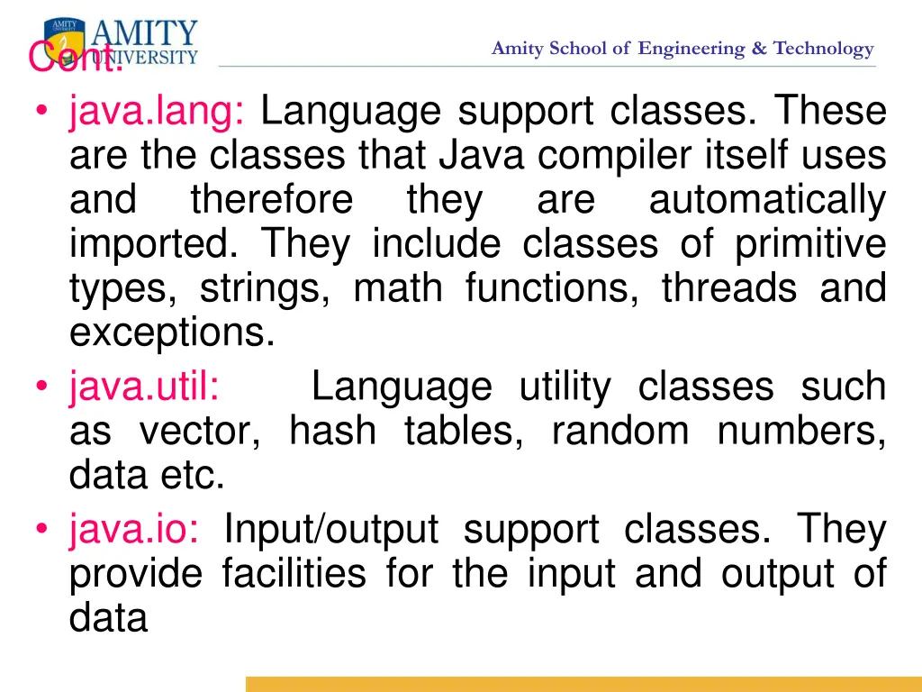 cont java lang language support classes these