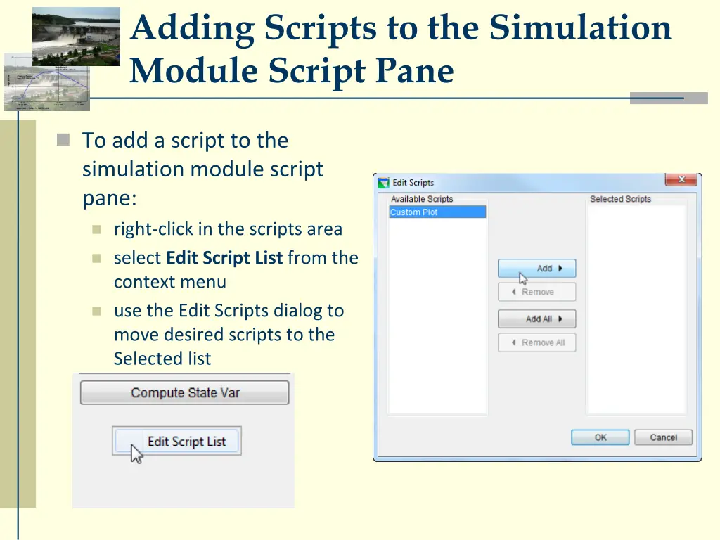 adding scripts to the simulation module script