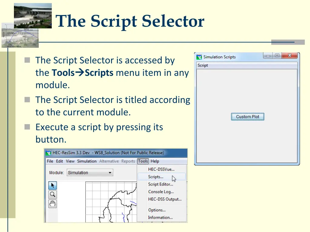 the script selector