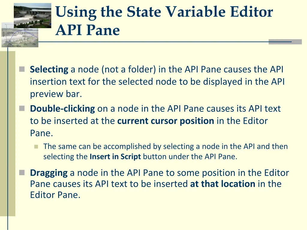 using the state variable editor api pane