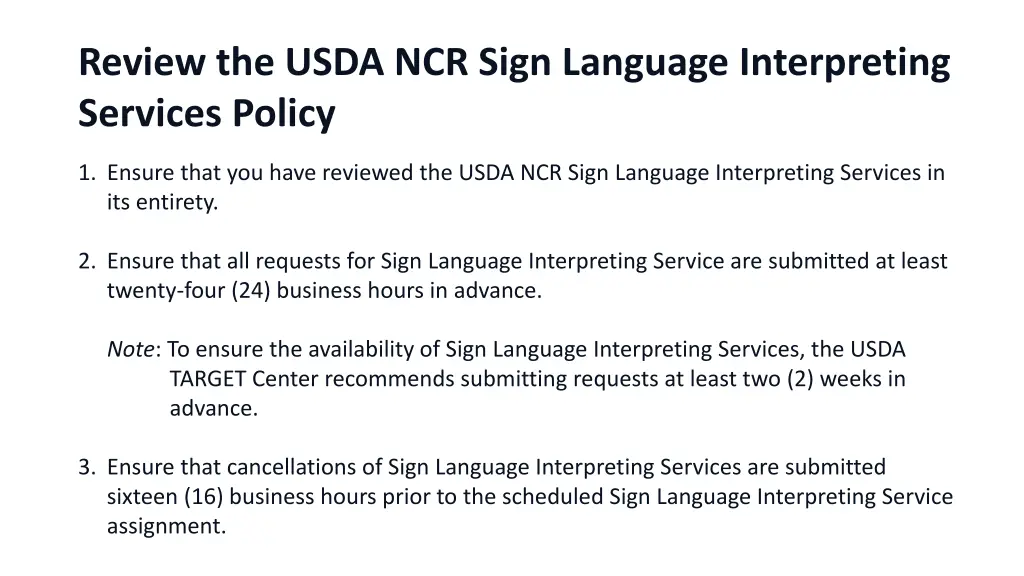 review the usda ncr sign language interpreting