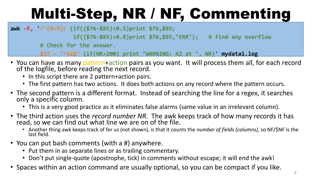 multi step nr nf commenting