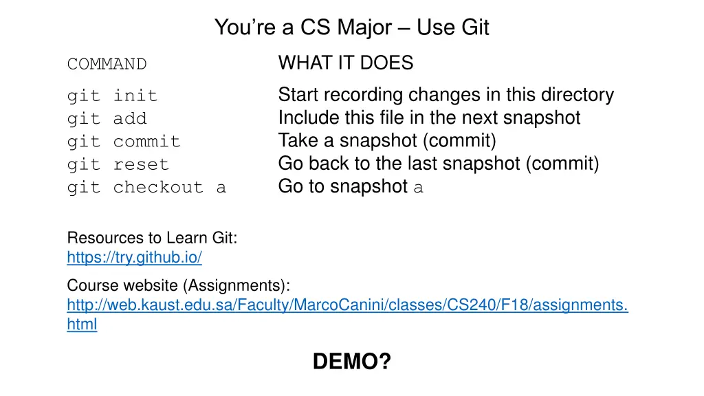 you re a cs major use git