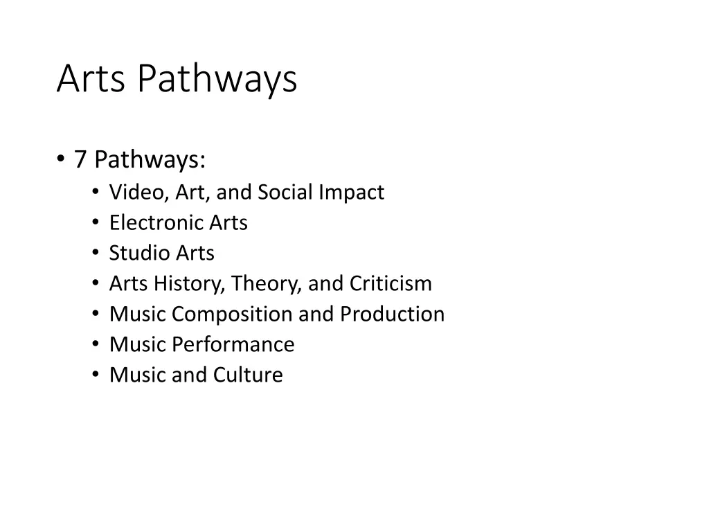 arts pathways