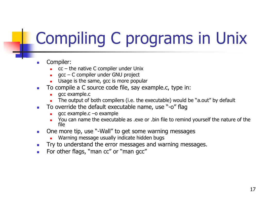 compiling c programs in unix