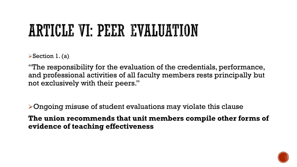 article vi peer evaluation