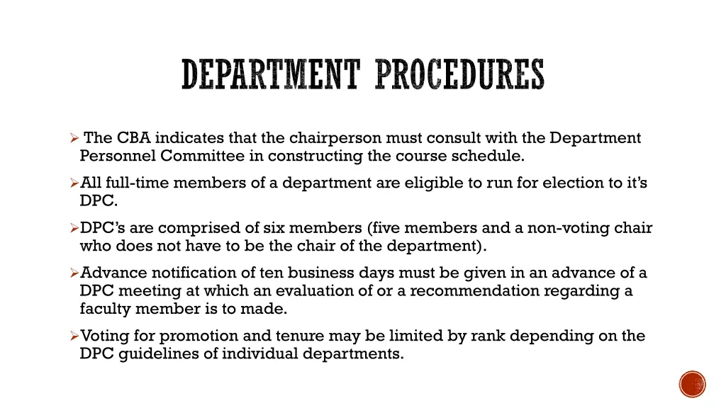 department procedures