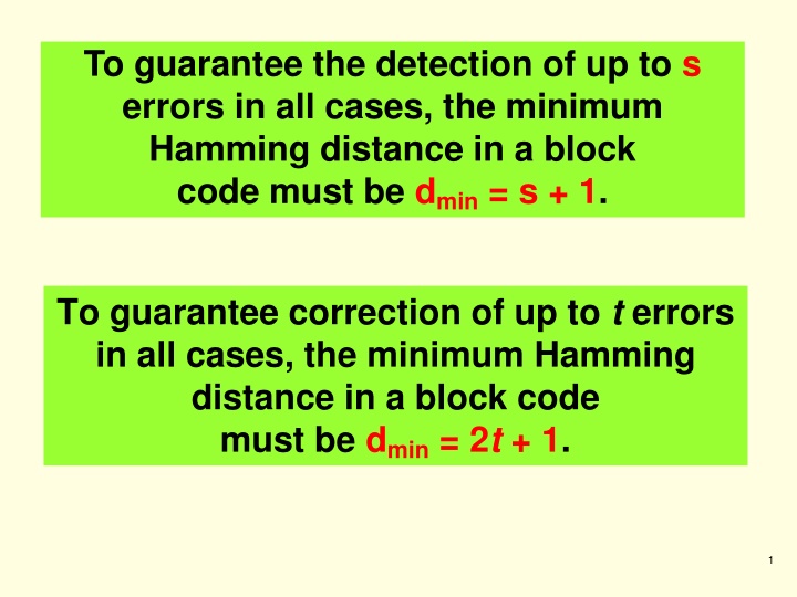 to guarantee the detection of up to s errors