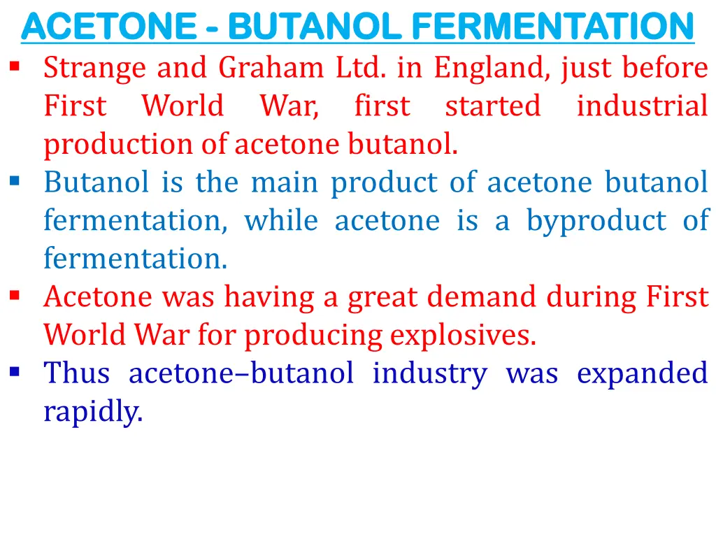 acetone acetone butanol fermentation butanol