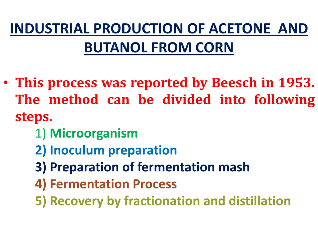 industrial production of acetone and butanol from