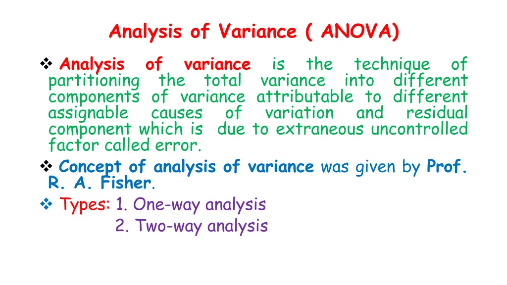 analysis of variance anova analysis of variance