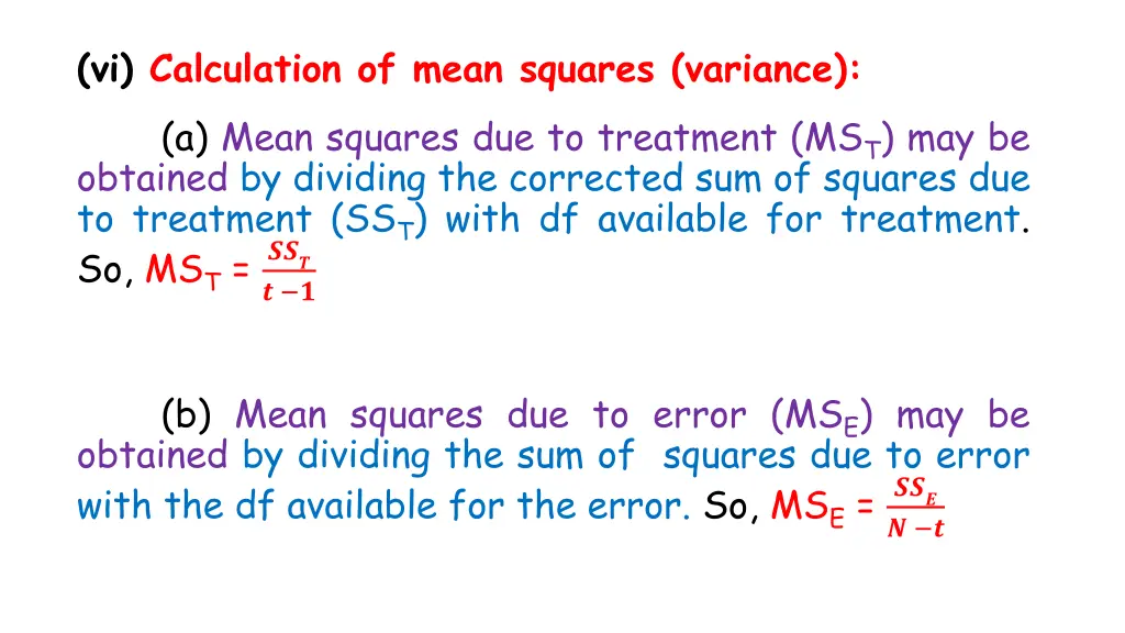 vi calculation of mean squares variance a mean