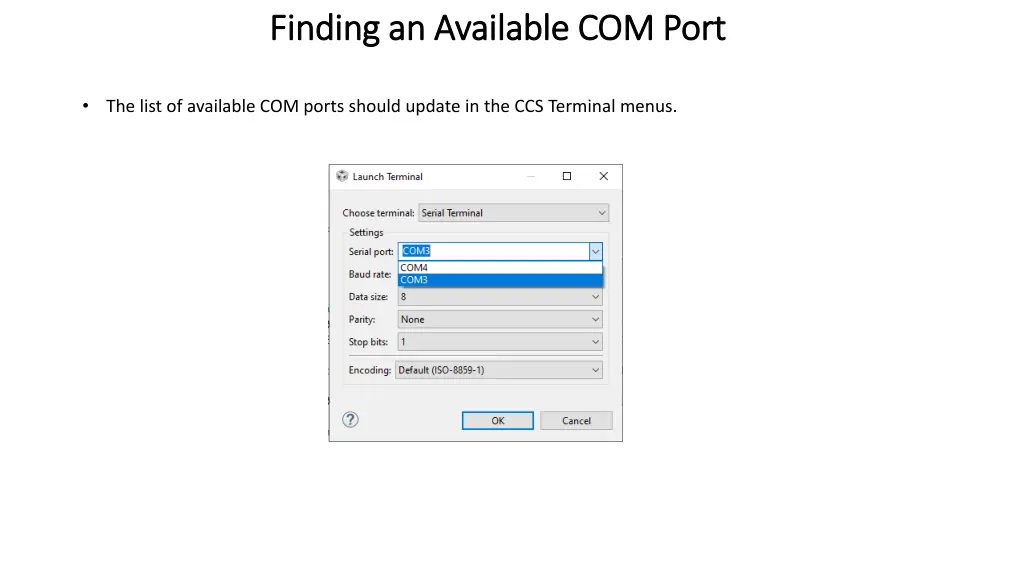 finding an available com port finding