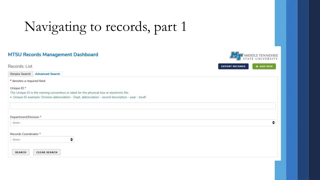 navigating to records part 1