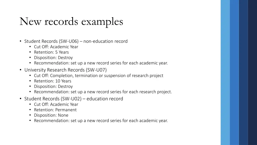 new records examples